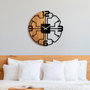 Wallity Reloj de Pared Decorativo 61, Madera y Metal, Nogal y Negro, 56 cm